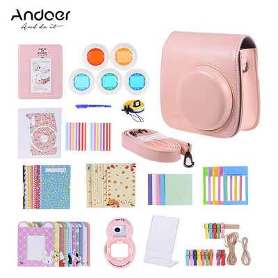 

Andoer 14 in 1 Accessories Kit for Fujifilm Instax Mini 888s9 w Camera CaseStrapStickerSelfie Lens5Colored FilterAlbum