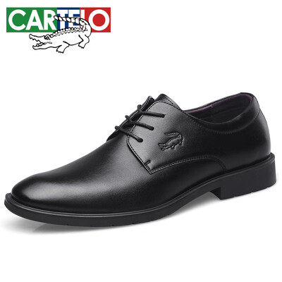 

Cartier crocodile CARTELO Mens classic versatile cowhide fashion low-cut tie wear-resistant business casual shoes men 6202 black 38