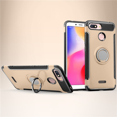 

Back Cover For Xiaomi Redmi 6 Case Car Holder Stand Hard PC Silicon Ring Suction Bracket Celulars