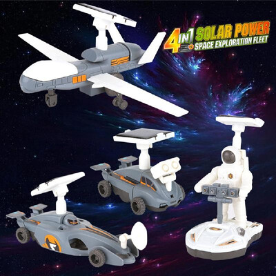 

4 in 1 DIY Solar Power Educational Building Block Toy Spaceship Lunar Exploration Fleet Transformation Robot Kits Kids Gift