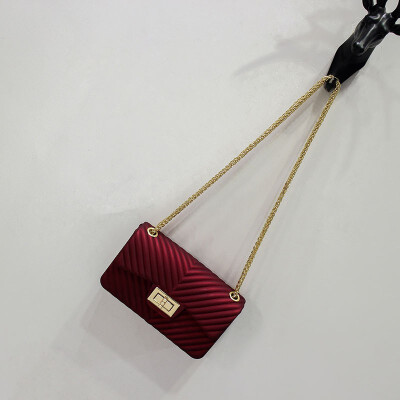 

LKX Fashion Trend Small V Style Jelly Handbag Chain Single Shoulder Satchel Bag Women Clutch Feminina Bolsas Mujer Crossbody Bag