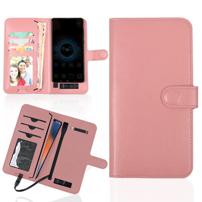 

HENYWAY Iphone Wallet Case Travel Wallet Phone Case with 6000mAh Power Bank Passport Holder Cover Case