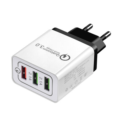 

Fast Phone Charger QC30 3 Ports USB EU US Plug Power Adapter Travel Charger Power Adaptor Socket Home Converter Wall Charger For