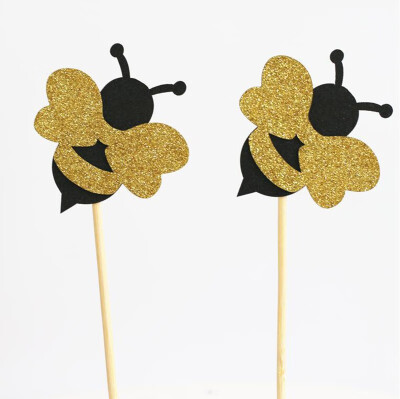 

FUNNYBUNNY Glitter Bumble Bee Cupcake Toppers for Bumble Bee Gender Reveal Baby Shower Birthday Party Decor Thanksgiving