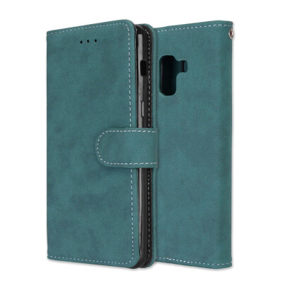 

MOONCASE Samsung Galaxy A8 2018 Vintage Scrub 3 Card Case - Blue