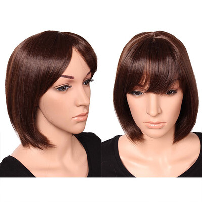

Short Bob Hair Wigs 125" Straight with Flat Bangs Synthetic Colorful Cosplay Daily Party Wig for Women