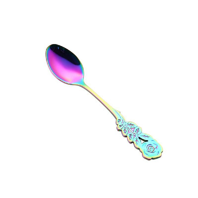 

304 Stainless Steel Rose Spoon Musical Coffee Ice Cream Teaspoon Metal Tableware Stirring Spoon