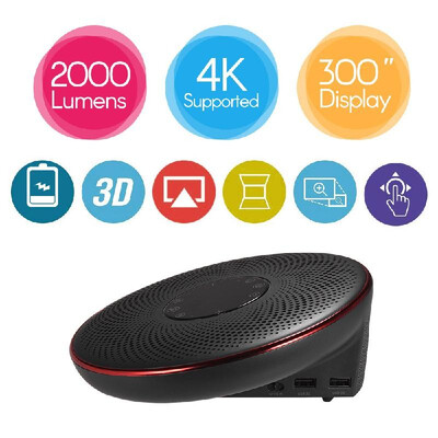 

Aibecy Portable DLP Video Projector 3D Mini Home Theater Projector UFO Shape Dual HiFi Speaker 2000 Lumen 30000 Hours Lamps Life
