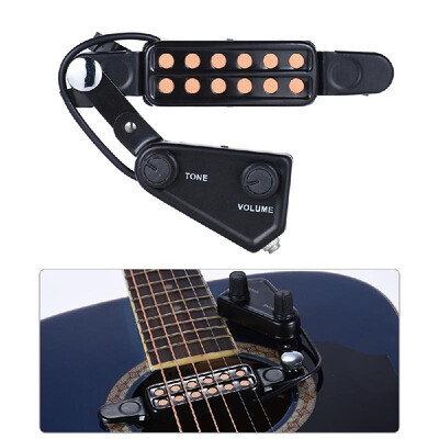 

12-hole Acoustic Guitar Sound Hole Pickup Magnetic Transducer with Tone Volume Controller Audio Cable