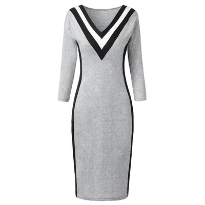 

Contrast Color V Neck Mini Dress