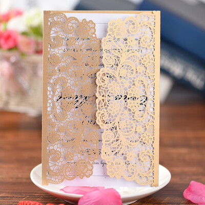

20Pcs Pearl Paper Wedding Invitation Cards Greeting Card Kits Event Party Supplies with Blank Inner Sheet