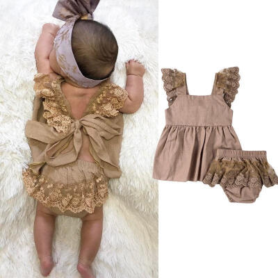 

Kids Baby Girls Toddler Tutu Ruffle Sleeve Top Dress PP Pants Outfits Set