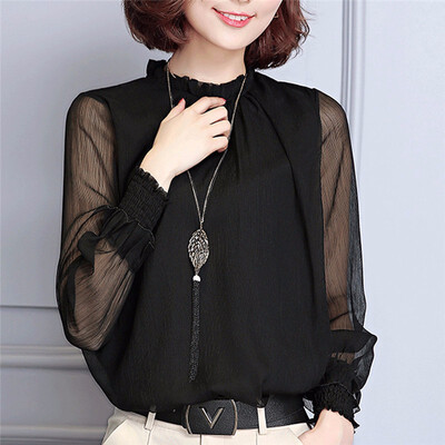 

Womens Thin Chiffon Blouse Bottom Shirt