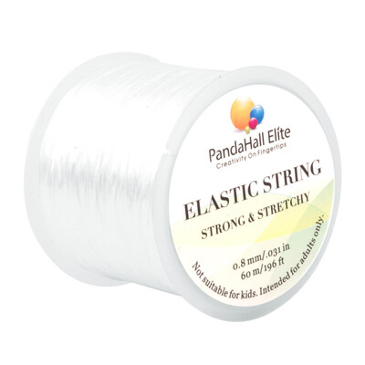 

PH PANDAHALL 1 Roll white 60m Elastic Fibre Wire Beading Cords Threads Diameter 08mm