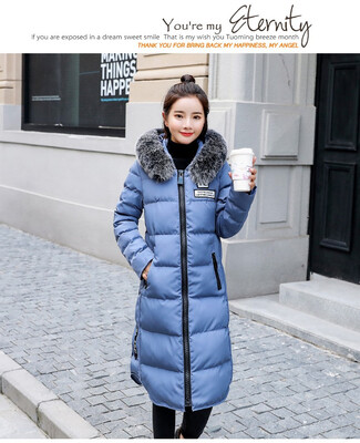 

Winter wear womens winter 2018 winter edition a long slim cotton-padded jacket with a hat&warm thick cotton-padded jacket
