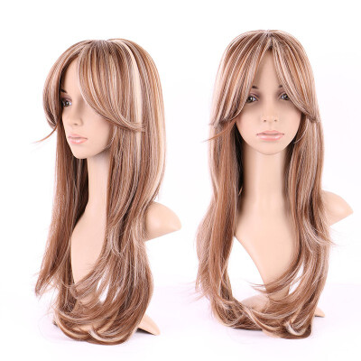 

Long Curly Synthetic Wig with Bangs Short Hair Wigs Heat Resistant Full Wig Full Head for Women