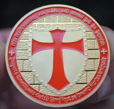 

GOLD PLATED Orange Templar Coins MEDAL EU UK FRANCE