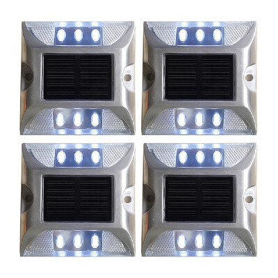 

Solar Deck Lights 6-LED Driveway Light Aluminum Waterproof Outdoor Path Road Stairs Step Ground Lamp for Pathway Garden Patio Yard