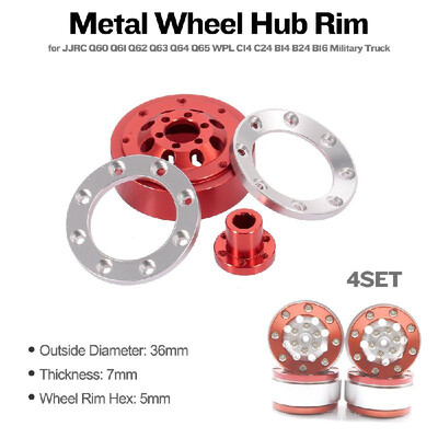 

RC Car Upgrade Metal Wheel Tire Hub for JJRC Q60 Q61 Q62 Q63 Q64 Q65 WPL C14 C24 B14 B24 B16 Military Truck 4 Set