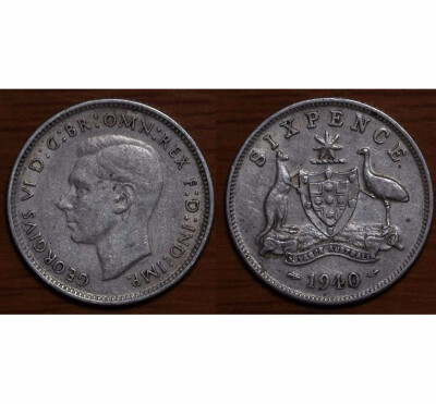 

19mm 282g Australia 6 Pence Silver Coin Random Year