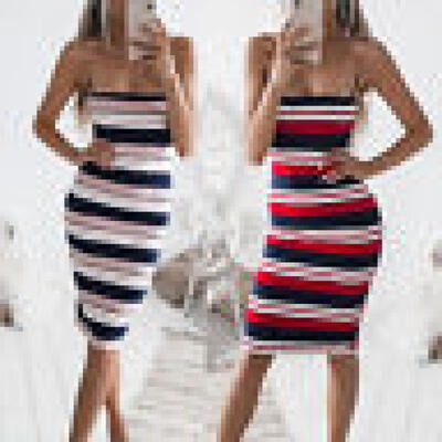 

New Womens Bodycon Bandage Evening Party Dress Ladies Stripe Wedding Dress