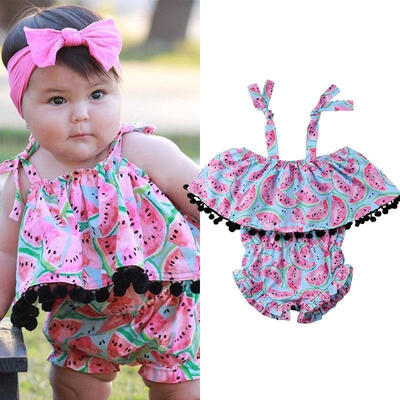 

Lovely Toddler Newborn Baby Girl Watermelon Print Romper Jumpsuit Playsuit Clothes Outfits Sunsuit Set
