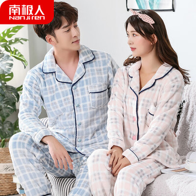 

Antarctic pajamas men winter flannel lovers pajamas women winter warm coral velvet thickening autumn mens home service winter suit NAS5X21022-23 female bean paste square L