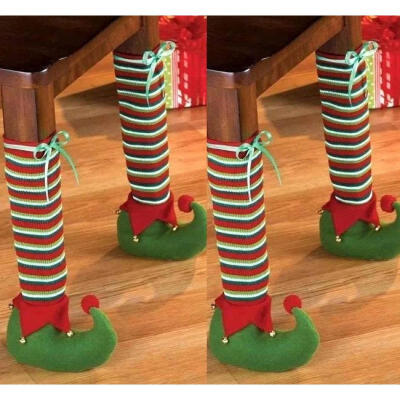 

Christmas Elves Table Chair Leg Sock Stocking Cover Xmas Party Decor Ornament