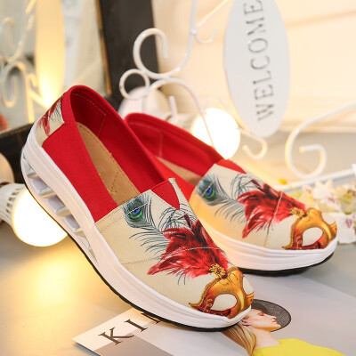 

2018 Korean version of the autumn new canvas shoes platform fashion shoes womens pedals lazy shoes wedges single shoes womens shoes shoes