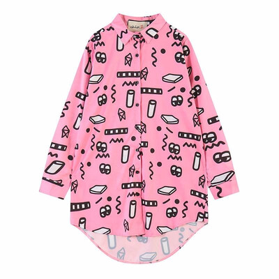 

Womens Cigarette Butts Print Long Sleeve Shirt Harajuku Shirt