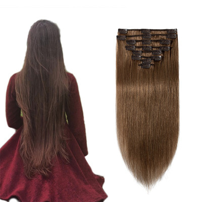 

13-24 Inches Remy Clip in Full Head Straight 100 Human Hair Extensions 8 pcs