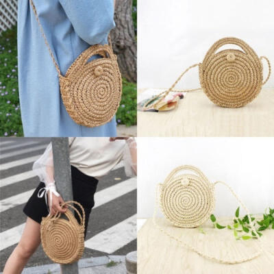 

2018 Fashion new wicker woven round crossbody bag beach slung preparation handbag