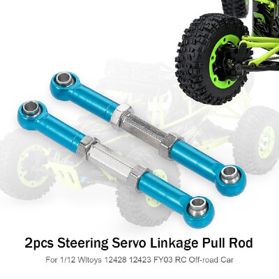

2pcs Steering Servo Linkage Pull Rod Metal for 112 Wltoys 12428 12423 FY03 Hopup Parts RC Off-road Car Crawler