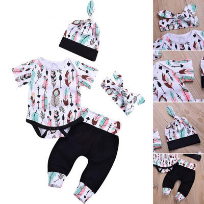 

Kids Newborn Toddler Baby Girl Cute Fashion Romper Jumpsuit BodysuitPantsHatsHeadband Outfits Set