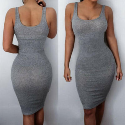 

UK Womens Ladies Strap Sleeveless Stretch Strappy Bodycon Midi Dress Sundress