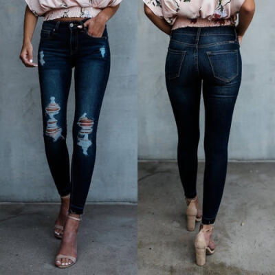 

New Women Pencil Stretch Casual Look Denim Skinny Jeans Pants High Waist Trousers