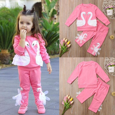 

Christmas Set Swan Baby Girls Kids TopsLong Pants Outfits Clothes Tracksuit