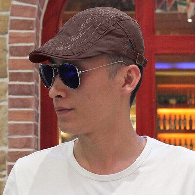 

Retro Unisex Men Women Duckbill Cap Cotton Blends Solid Color Embroidery Driving Sport Beret Hat