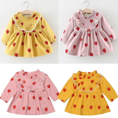 

Kids Baby Girl Toddler Long Sleeve Flower Tutu Top Clothes Cotton Princess Dress