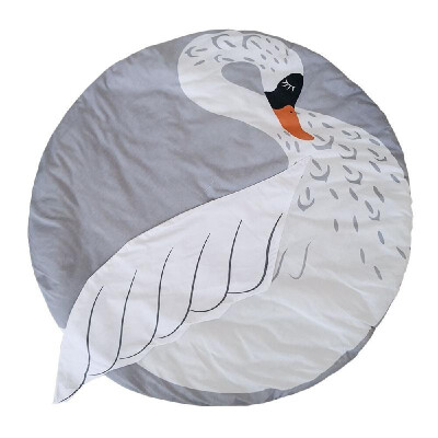 

Kids Nursery Rug Swan Shaped Play Mat Round Carpet Cartoon Swan Design Baby Floor Playmats for Home Room Decoration 374 Inch Grey