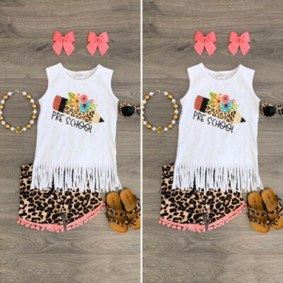 

Newborn Infant Baby Girl Summer Clothes Tops T-Shirt Leopard Print Pants Outfit