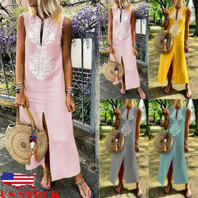 

US Womens Boho Long Maxi Dress Summer Cocktail Party Evening Beach Sundress