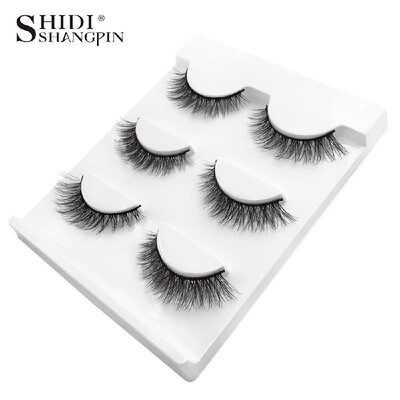 

SHIDISHANGPIN 3 Pairs 3D Mink Eyelashes Cruelty-free Lashes Handmade Reusable Natural Eyelashes False Lashes