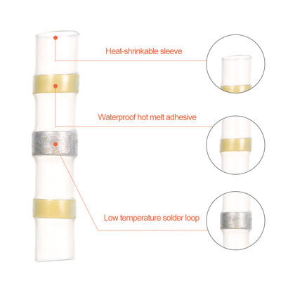 

500PCS Shrinkage Solder Sleeve Heat Shrink Tube Butt Terminal Wire Splice Connector H500-1