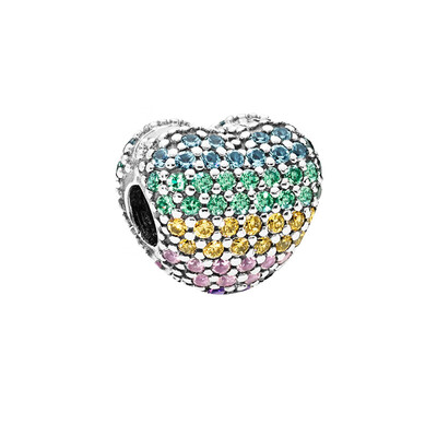 

PANDORA Pandoras colorful pavé my heart is still silver fixed clip 797221NRPMX