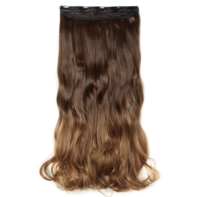 

Ombre Synthetic Fiber Clips in on Hair Extension 34 Full Head One Piece 5 Clips Long Silky Curly Wavy