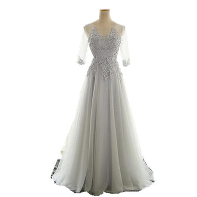 

2018 The Banquet Elegant O-neck Classic Embroidery Half Cap Sleeve Noble Party Prom Formal Evening Dresses