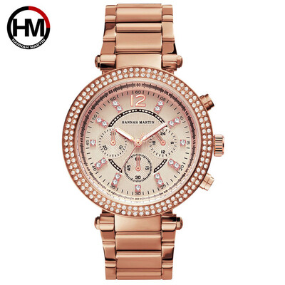 

RM Fashion Diamond Three Eye Six Digit Digital Scale Ladies Steel Belt Quartz Watch