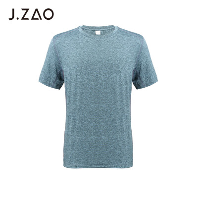 

Beijing Tokyo made JZAO mens sports short-sleeved T-shirt mesh breathable cool sports short-sleeved gray blue