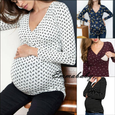 

Pregnant Maternity Clothes Nursing Tops Mom Long Sleeve Breastfeeding T-Shirt